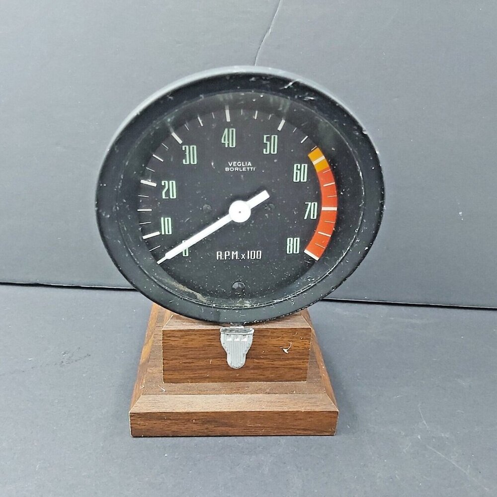 Rare Veglia Borletti Italy Rev Counter-8000 RPM x100-Classic Italian Car Gauge